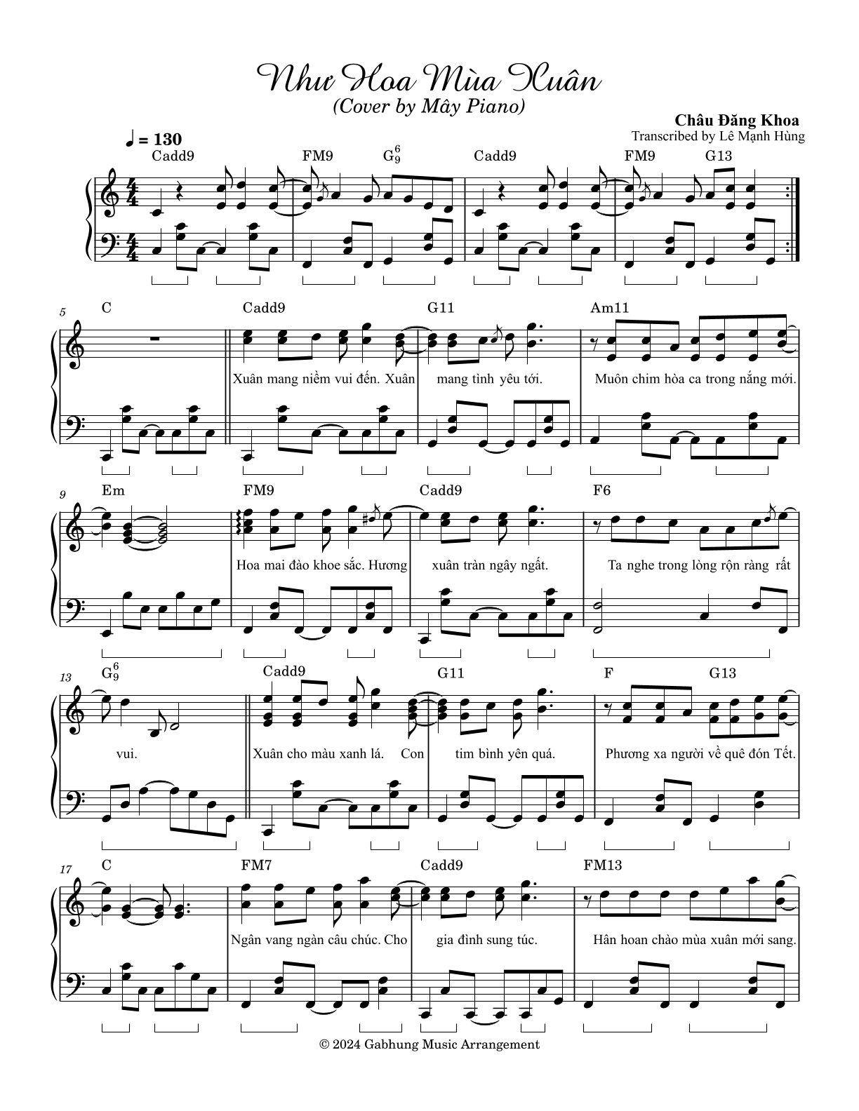 Như Hoa Mùa Xuân | Cover by Mây Piano